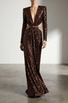 all-over sequined fabric red carpet dress