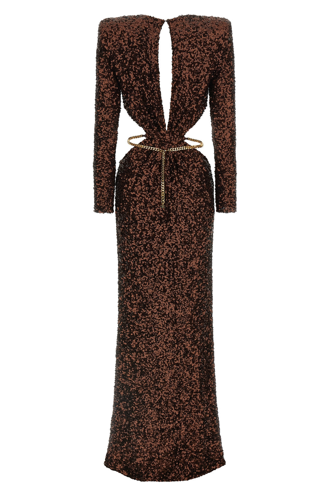 ELISABETTA FRANCHI 40 all-over sequined fabric red carpet dress