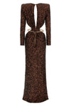 all-over sequined fabric red carpet dress
