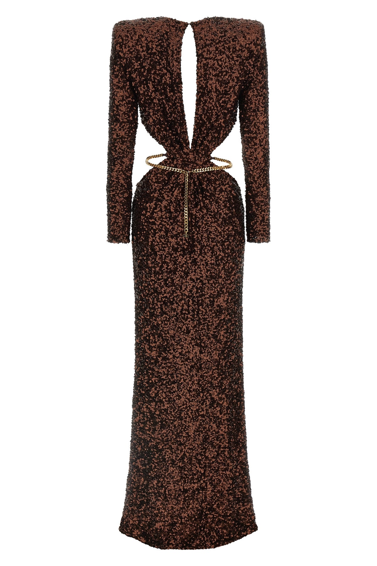 all-over sequined fabric red carpet dress