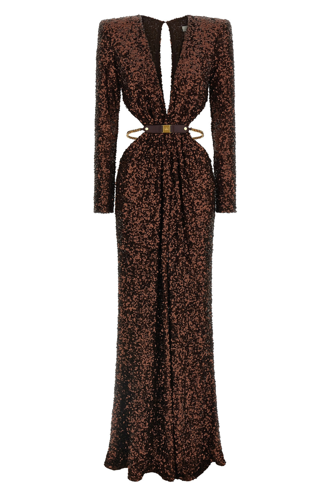 ELISABETTA FRANCHI 40 all-over sequined fabric red carpet dress