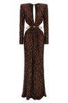 all-over sequined fabric red carpet dress