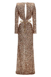 all-over sequined fabric red carpet dress