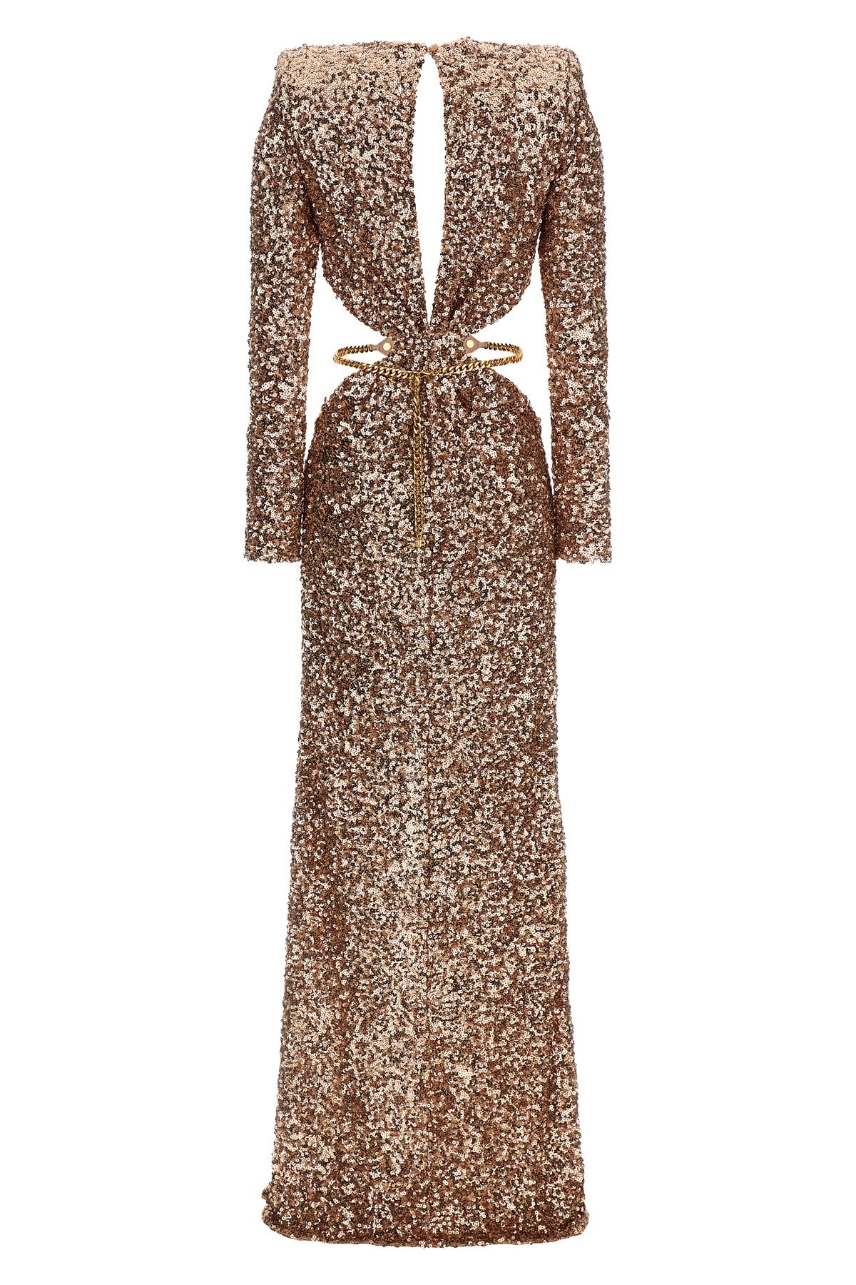 all-over sequined fabric red carpet dress