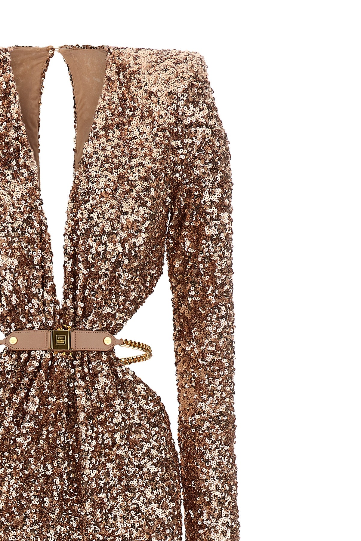 all-over sequined fabric red carpet dress