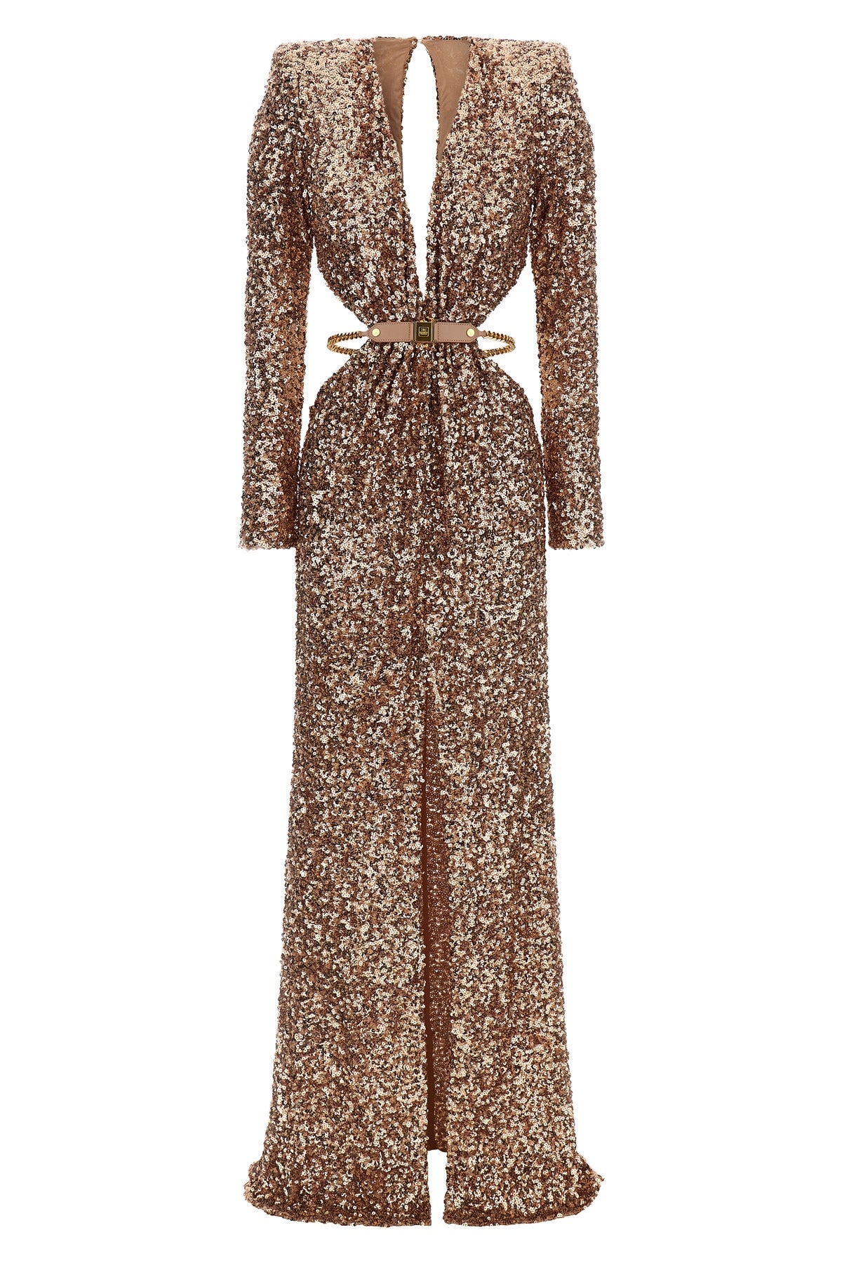 all-over sequined fabric red carpet dress