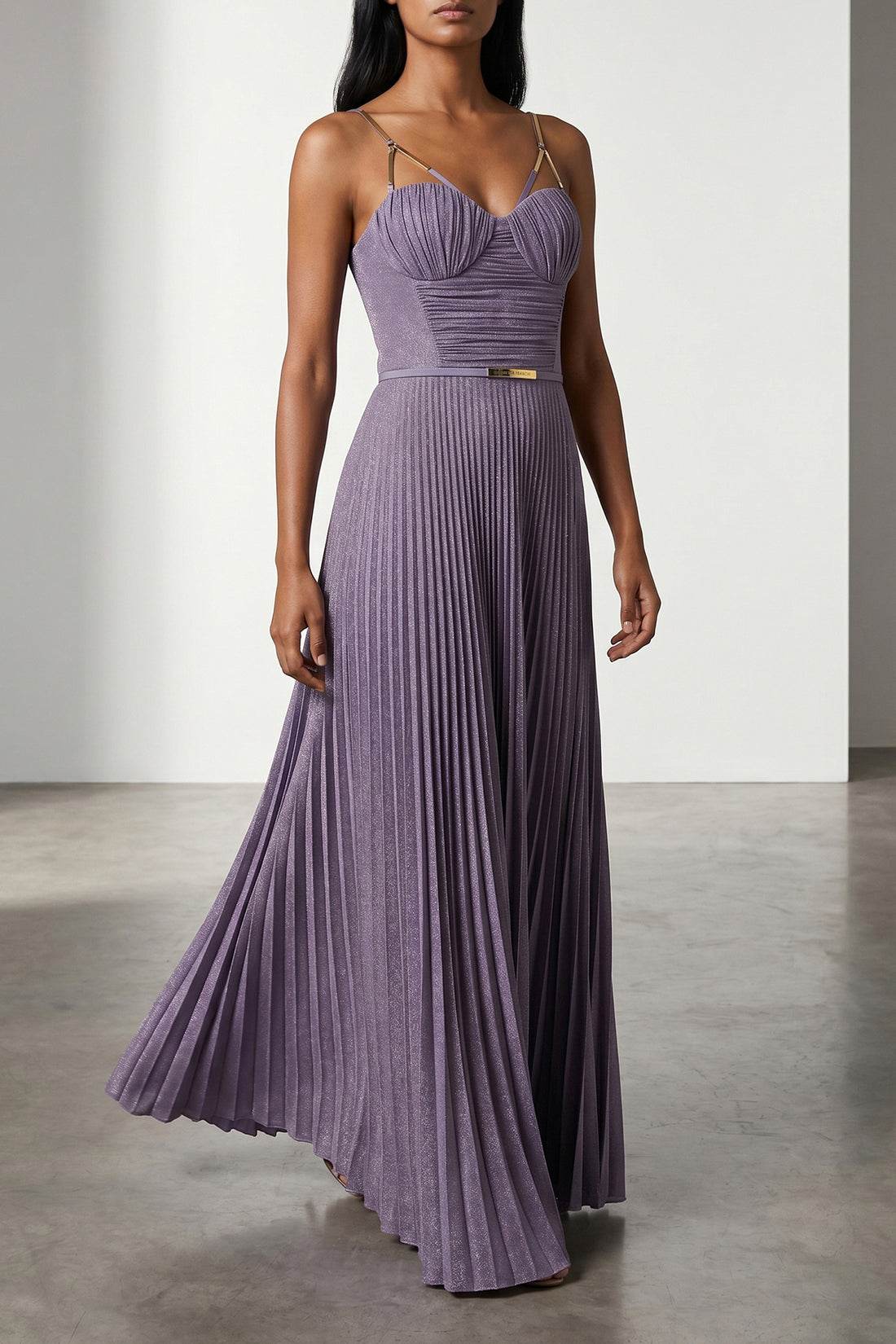 ELISABETTA FRANCHI 40 red carpet long lamé jersey dress
