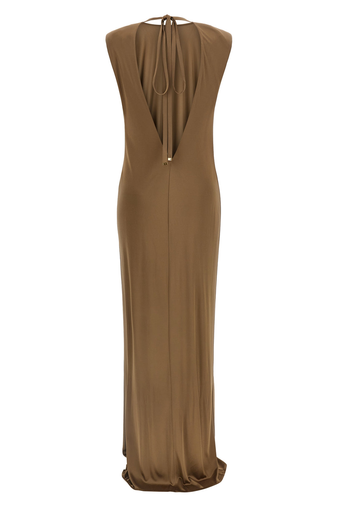 ELISABETTA FRANCHI 38 long red carpet dress in shiny viscose jersey