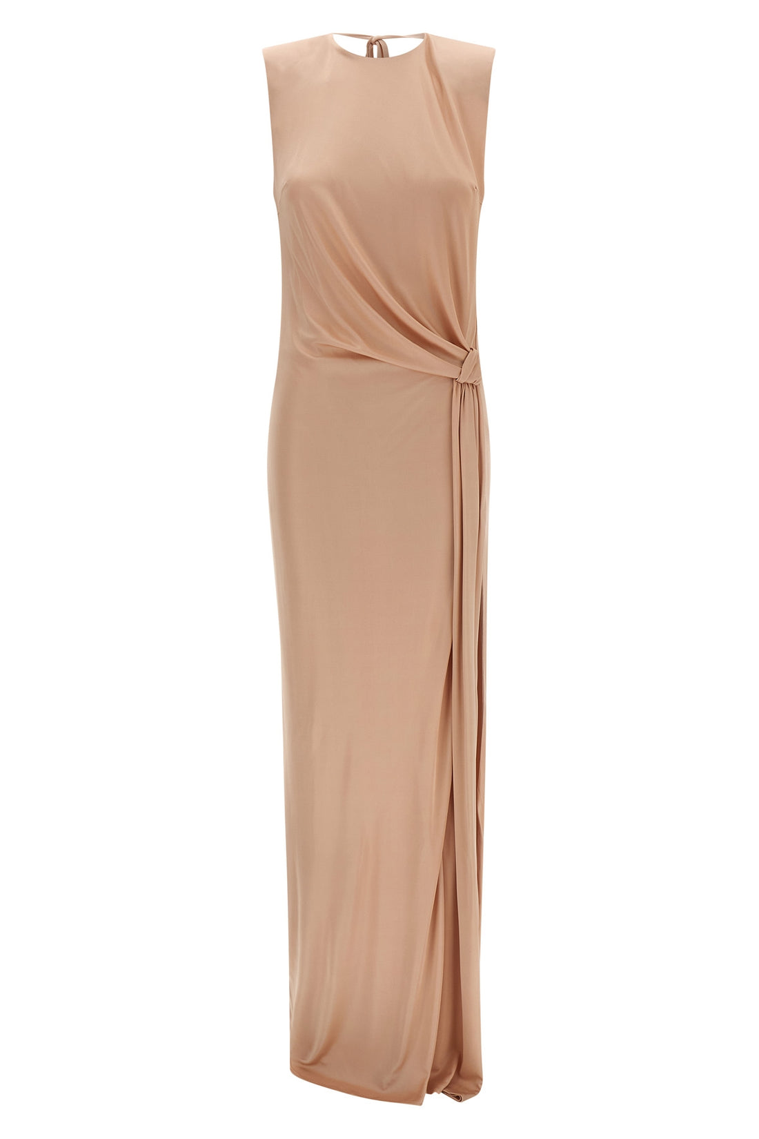 ELISABETTA FRANCHI 40 long red carpet dress in shiny viscose jersey