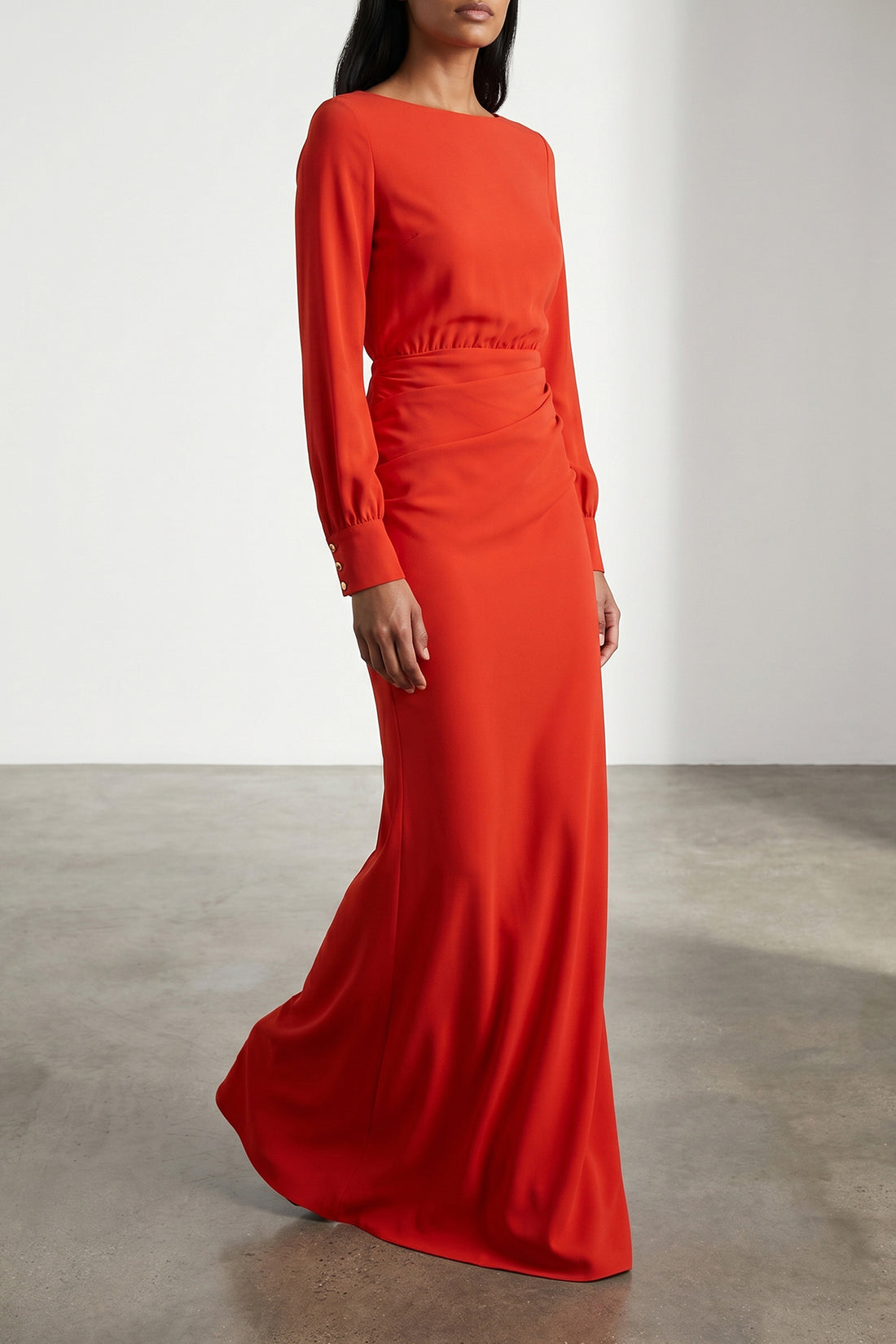 ELISABETTA FRANCHI 44 red carpet long dress in light crêpe