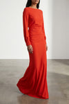 red carpet long dress in light crêpe
