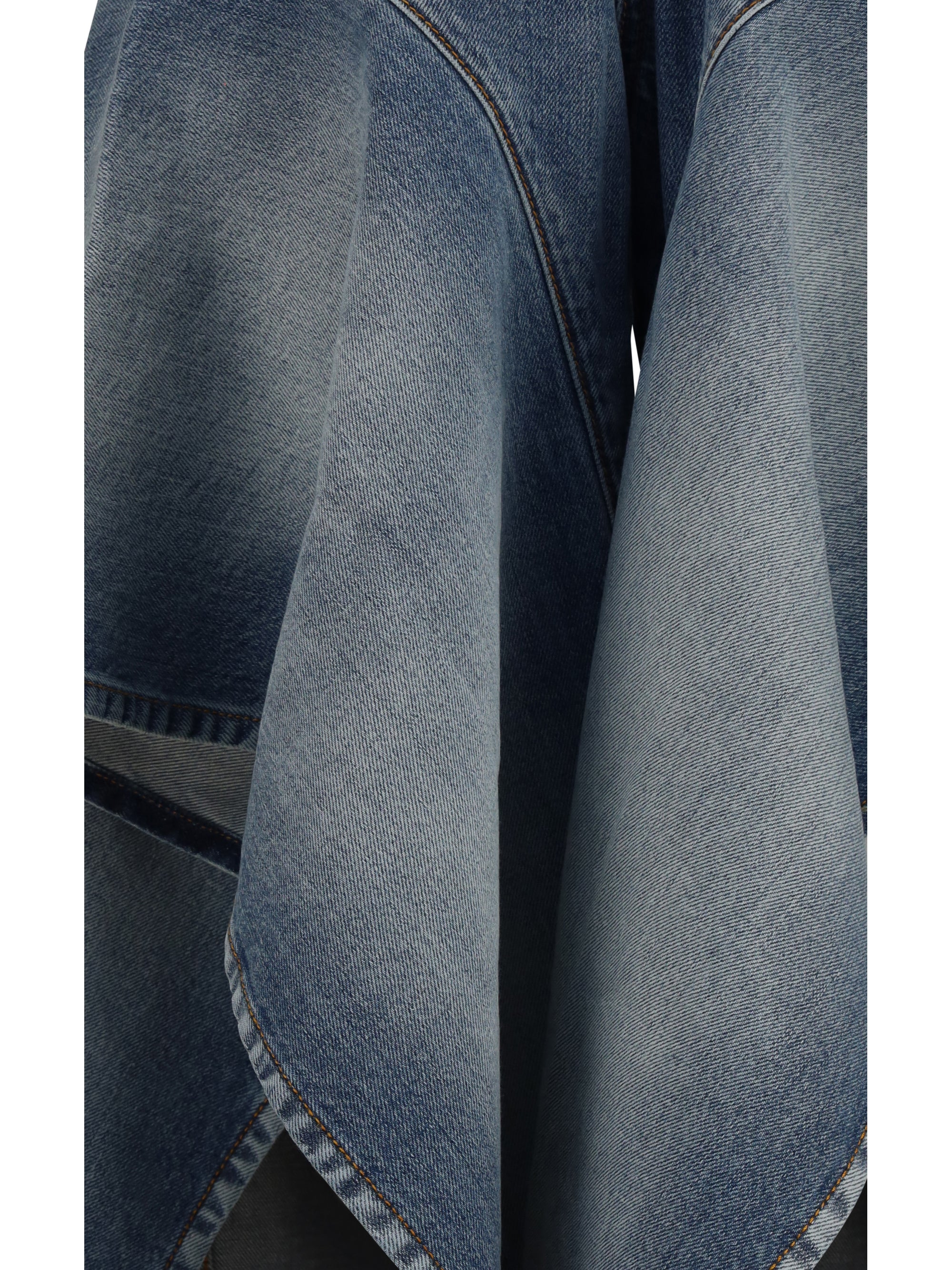 faded ruffled jeans