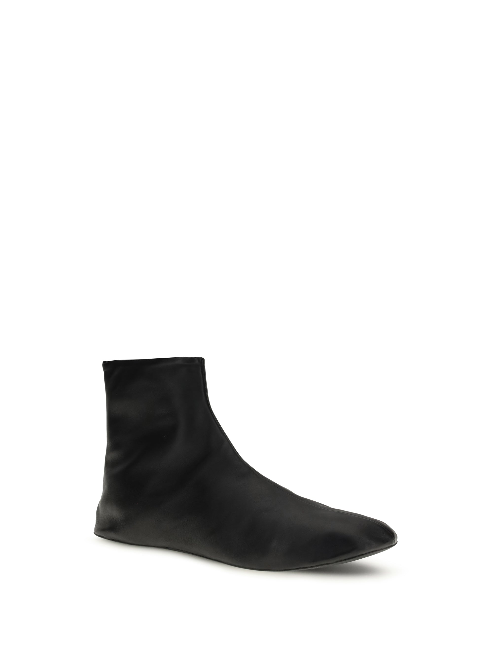 THE ROW 36 leather ankle boots lined with soft shearling