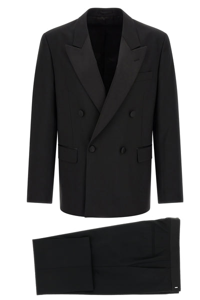 the lardini tuxedo dress in fine black virgin wool