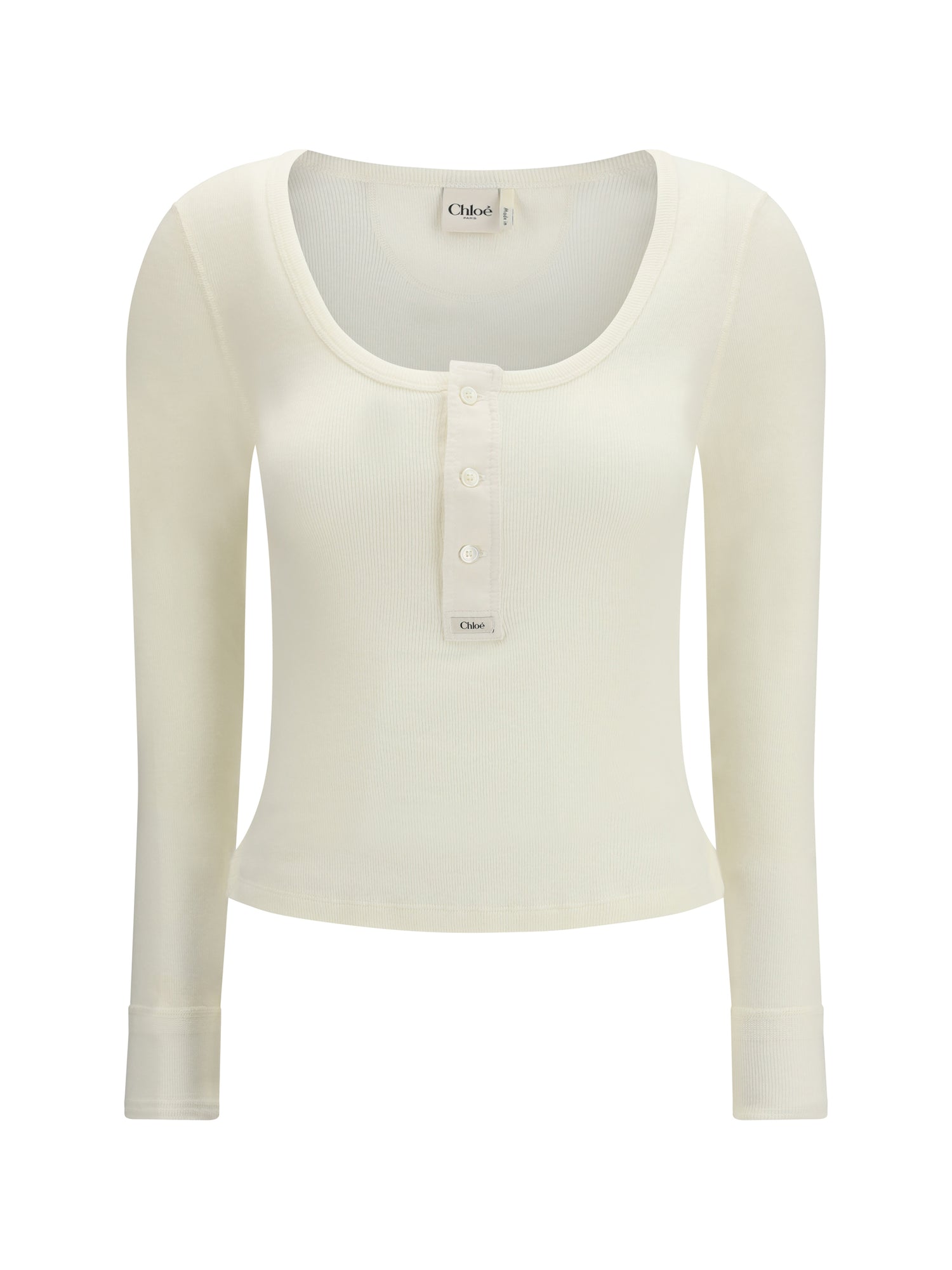 CHLOÉ M cotton jersey henley t-shirt