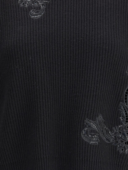 VERSACE 38 barocco leaf embroidered sweater
