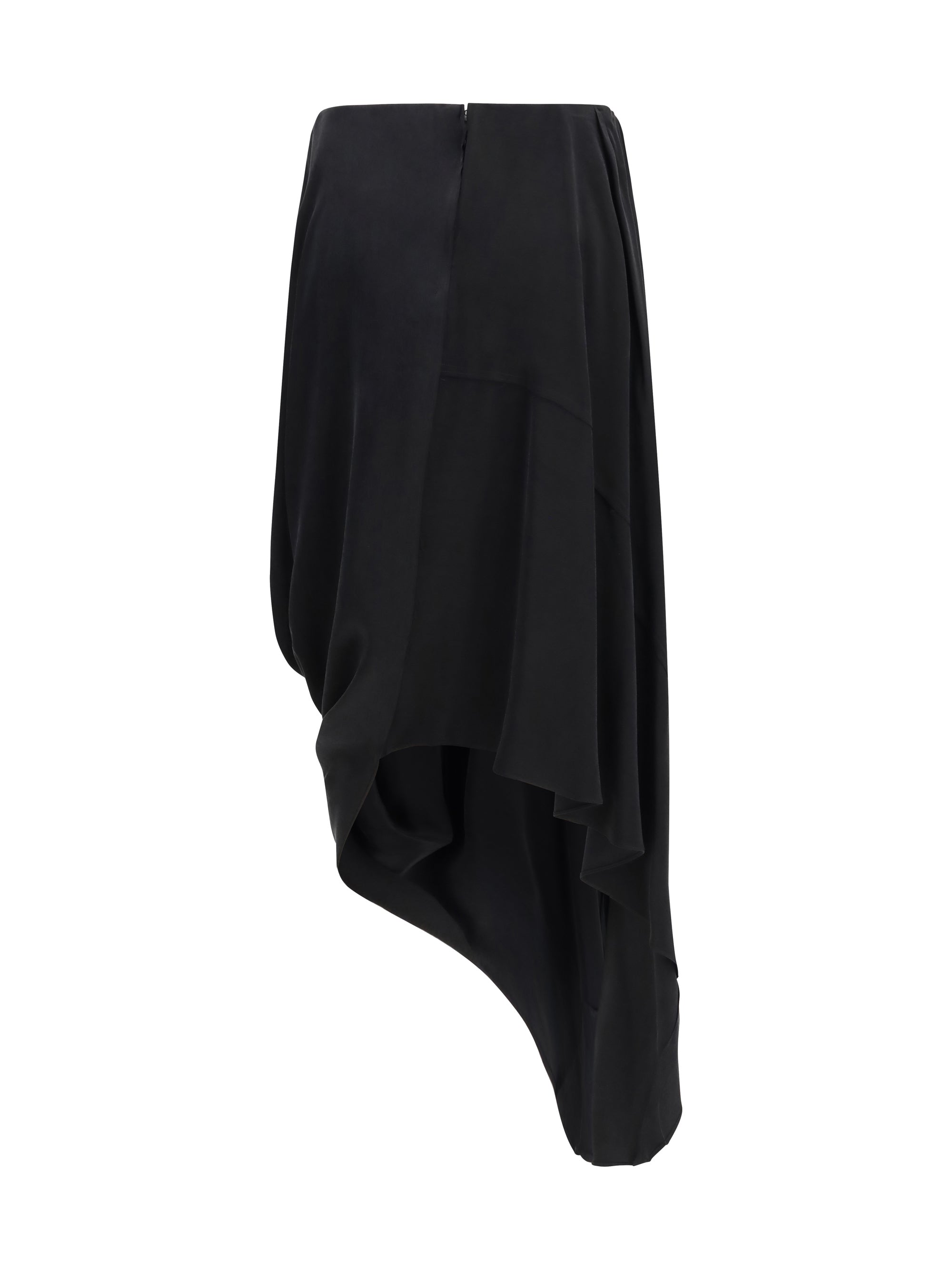 asymmetric midi skirt in cupro