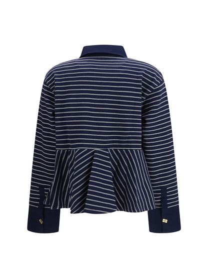 GANNI S striped polo shirt