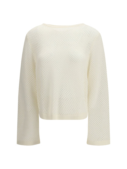 ALLUDE M perforated boatneck jumper