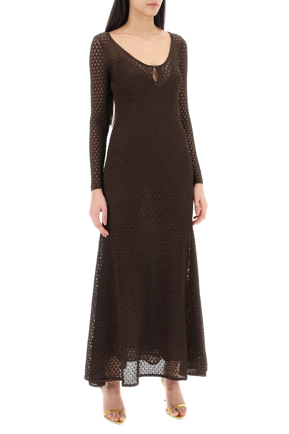 long knitted lurex perforated dress