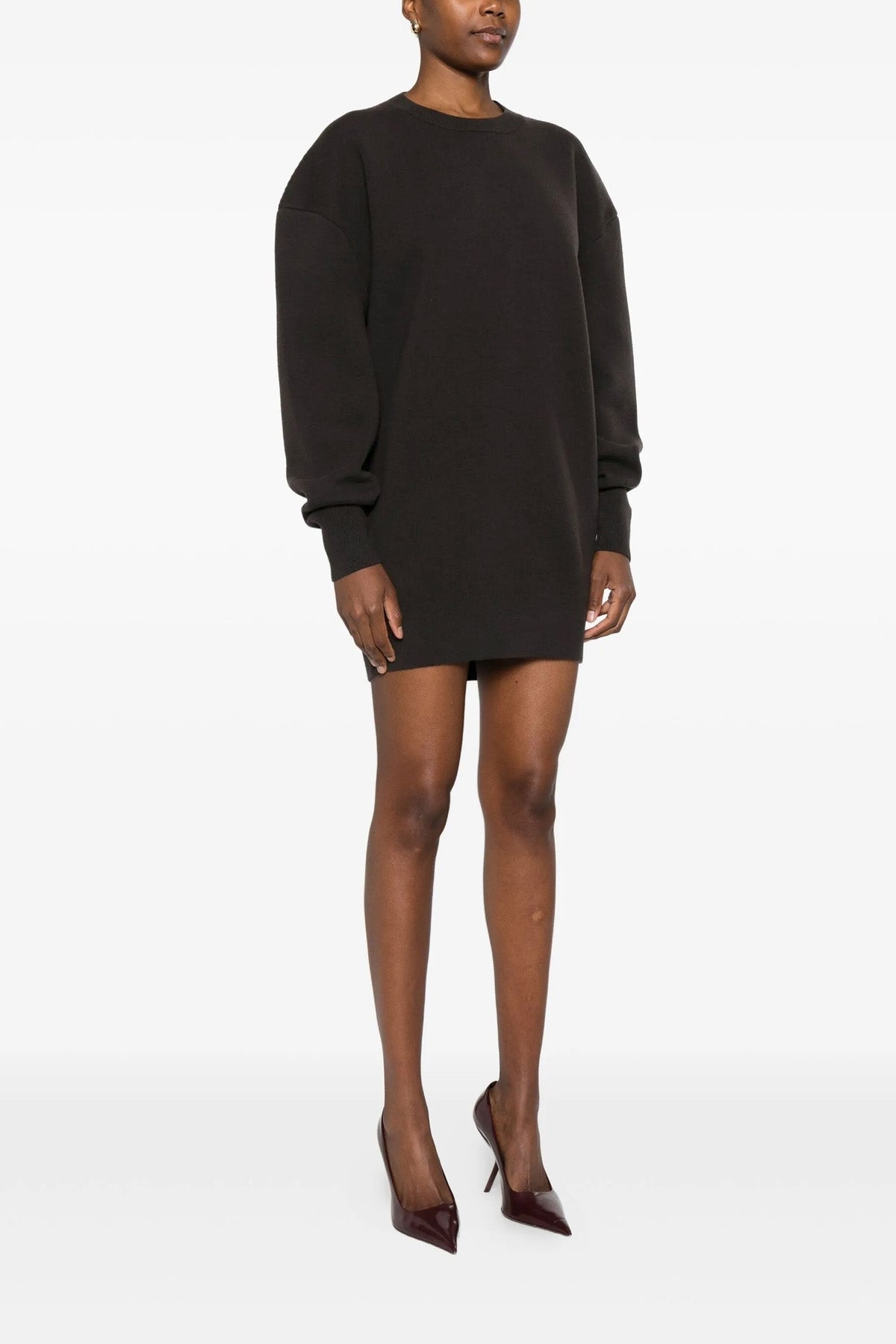 sculptural double face double-sided wool and cashmere minidress