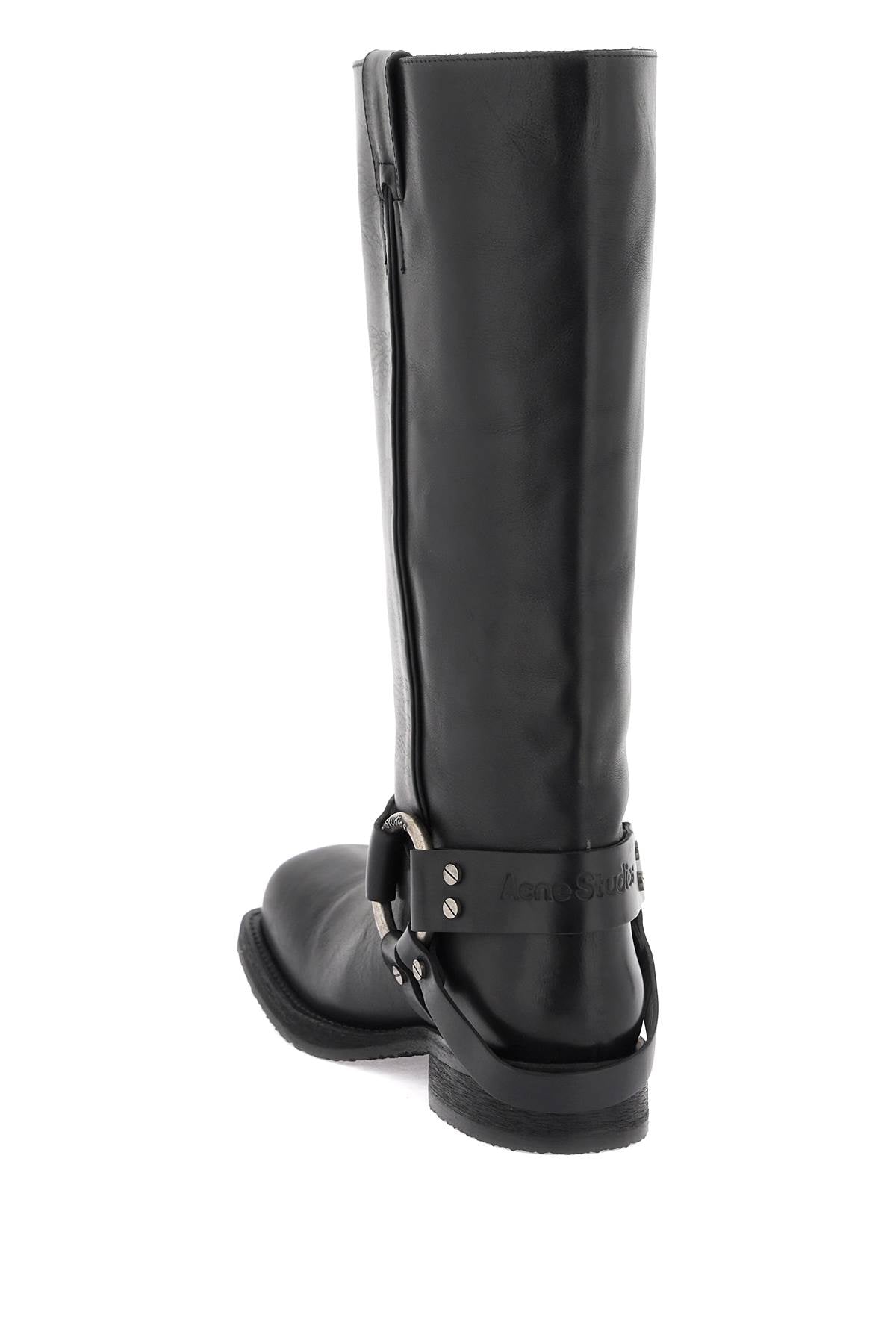 leather biker boots in