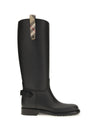 cavalier check detail knee-high boots