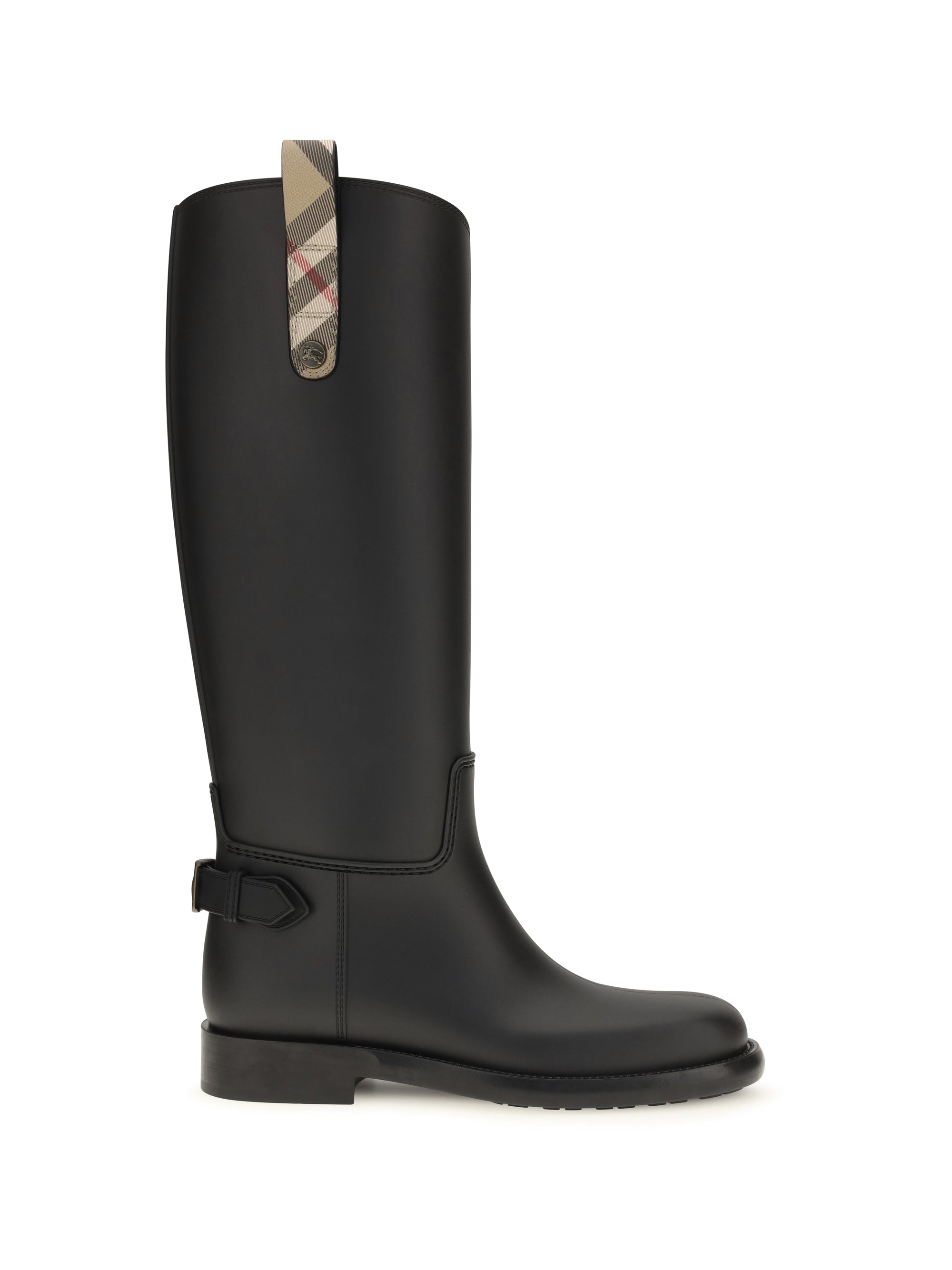 cavalier check detail knee-high boots