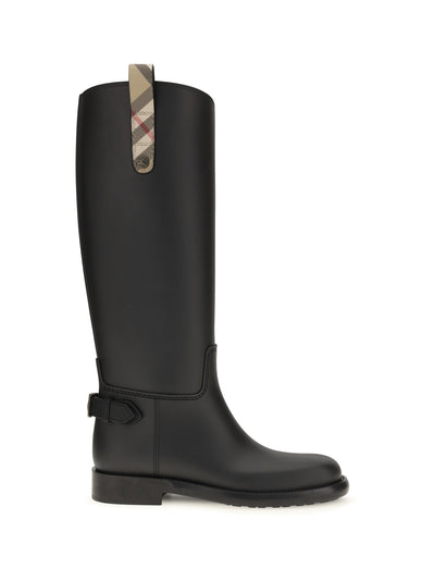 cavalier check detail knee-high boots