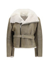 cropped suede and shearling flight jacket