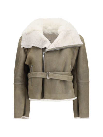 cropped suede and shearling flight jacket