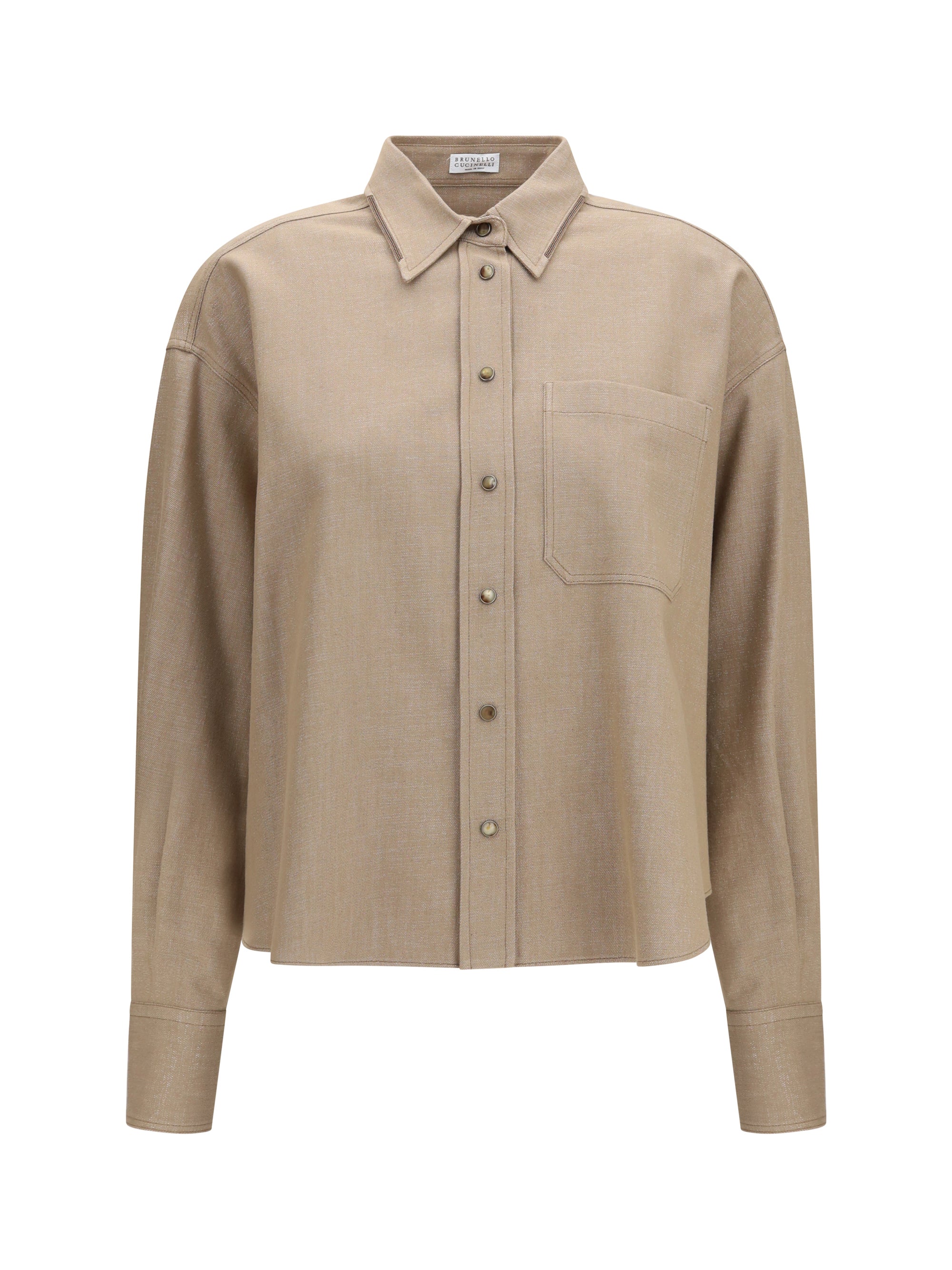 no fade sparkling denim shirt with shiny collar