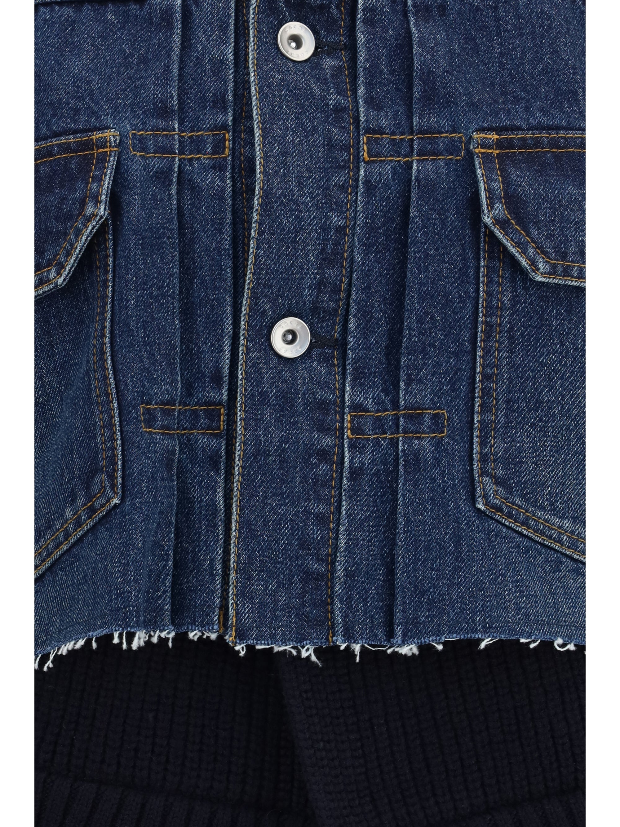 denim jacket with wool knit layer