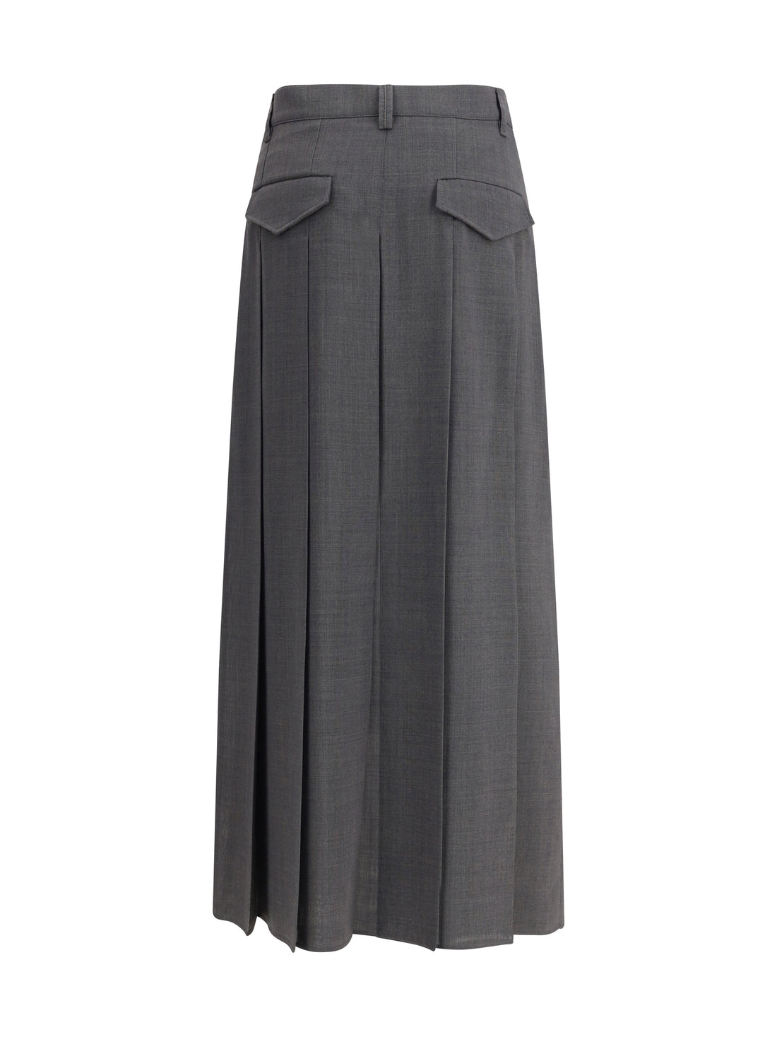 BRUNELLO CUCINELLI 36 pleated long skirt in virgin wool techno gauze