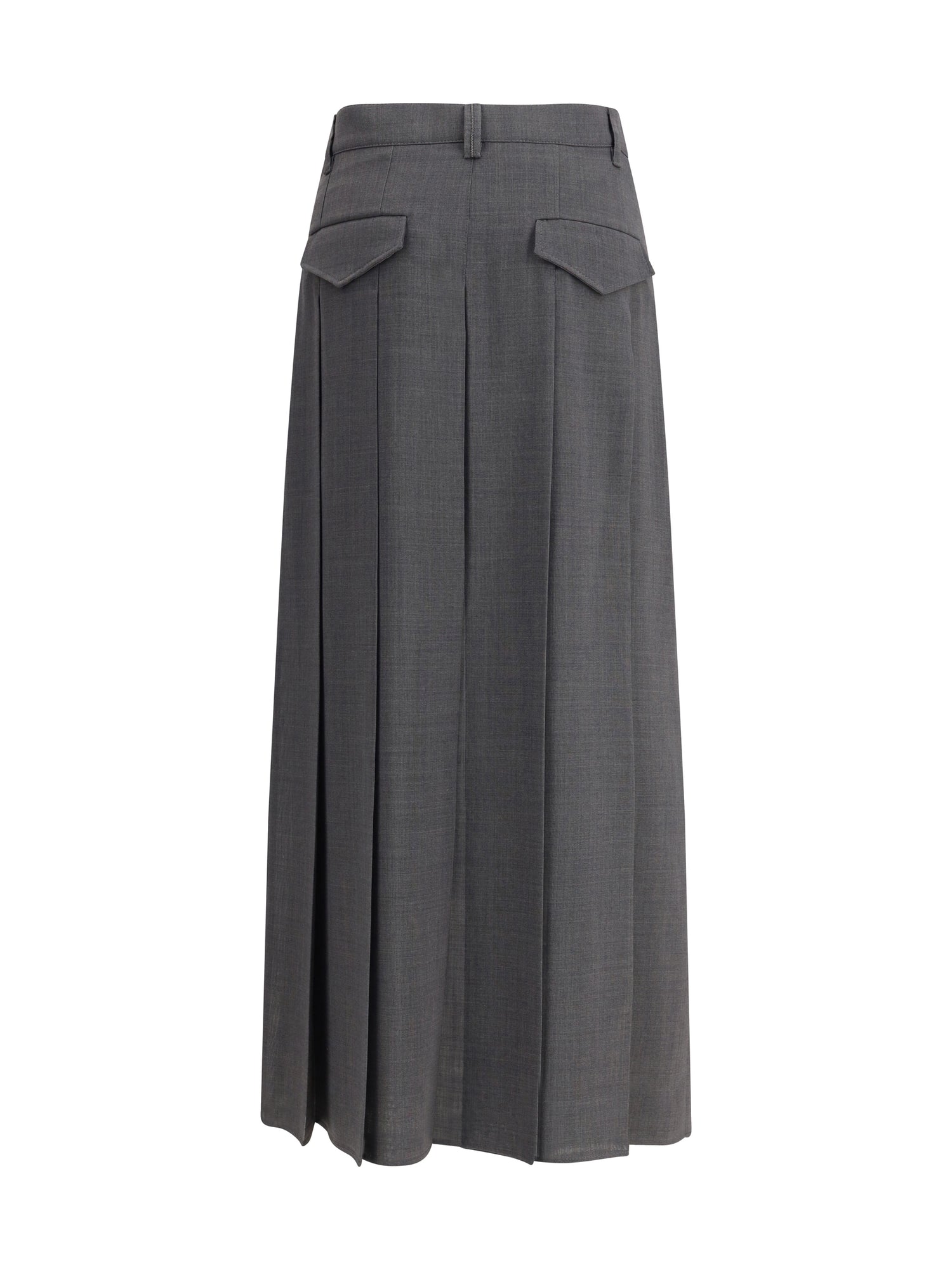 BRUNELLO CUCINELLI 36 pleated long skirt in virgin wool techno gauze
