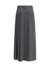 BRUNELLO CUCINELLI 36 pleated long skirt in virgin wool techno gauze