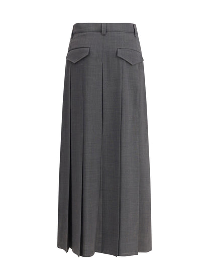 BRUNELLO CUCINELLI 36 pleated long skirt in virgin wool techno gauze