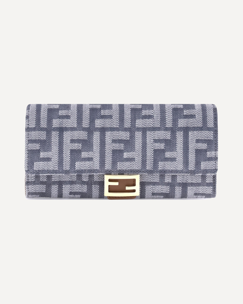 Fendi Fendi Ff Print Denim Wallet Light Blue