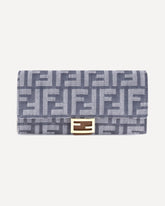Fendi Fendi Ff Print Denim Wallet Light Blue
