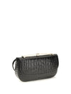crocodile-print leather shoulder bag