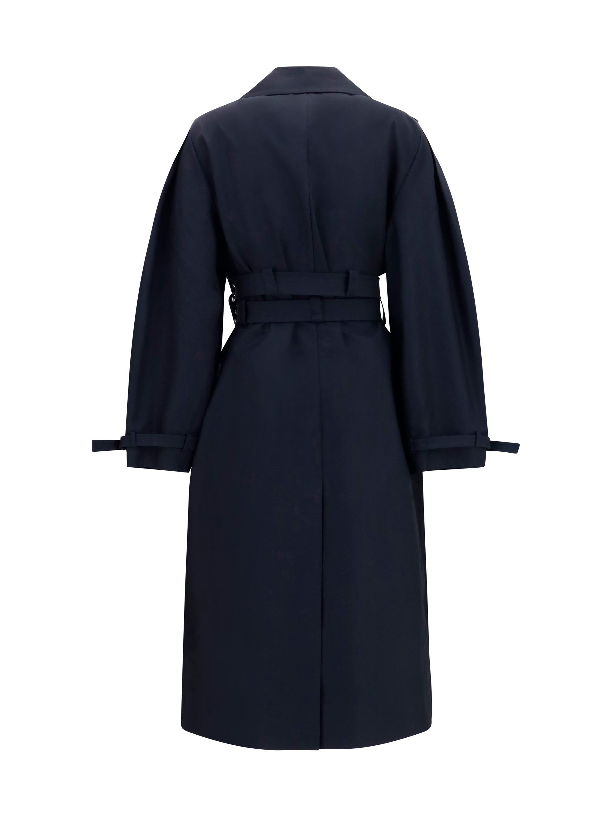 double-breasted cotton trench coat with double belt