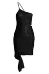 one shoulder knit dress withll-over sequin appliqués
