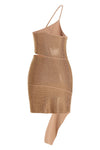 one shoulder knit dress withll-over sequin appliqués
