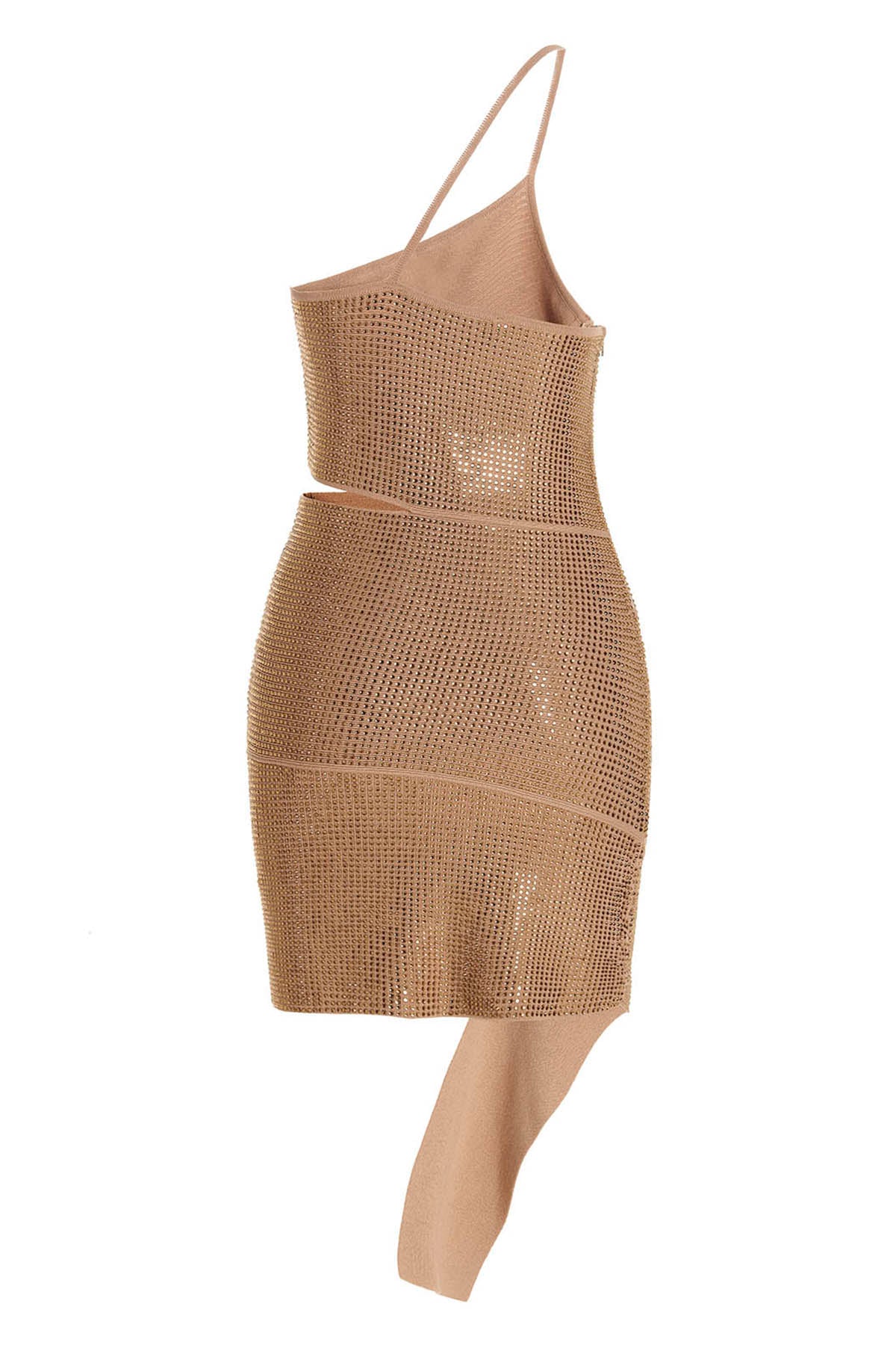 one shoulder knit dress withll-over sequin appliqués