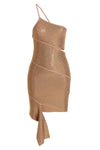 one shoulder knit dress withll-over sequin appliqués