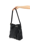 draped tote shoulder bag in smooth leather