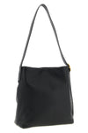 draped tote shoulder bag in smooth leather