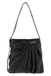 draped tote shoulder bag in smooth leather