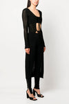 long openwork knit cardigan
