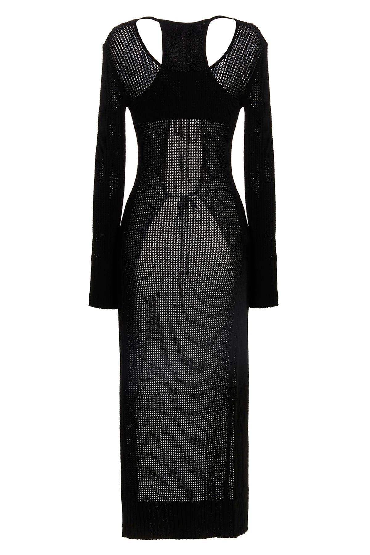 long openwork knit cardigan
